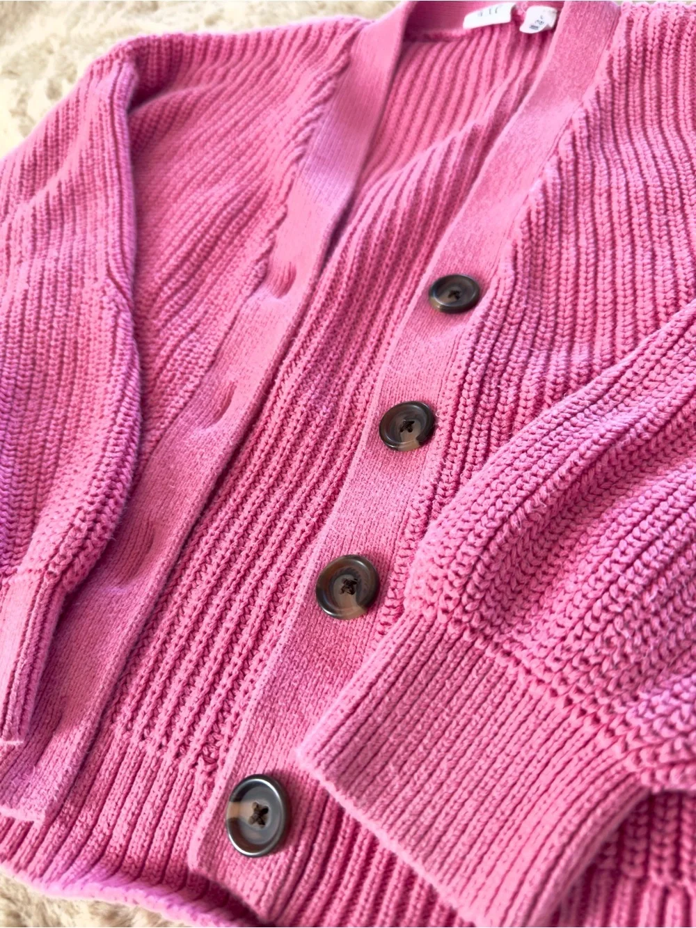 GAP Pink Chunky Button-Front Knit Cardigan